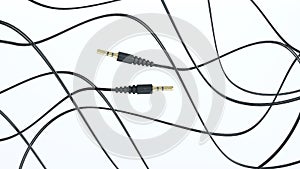 black Audio cable isolated on white background