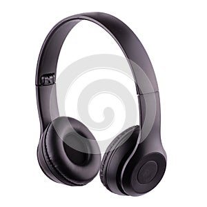 black audio headphones isolated on white background