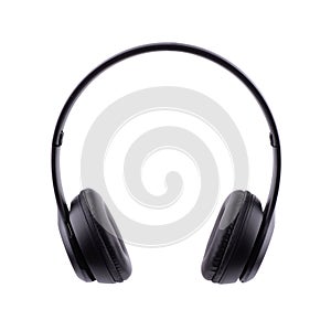 black audio headphones isolated on white background