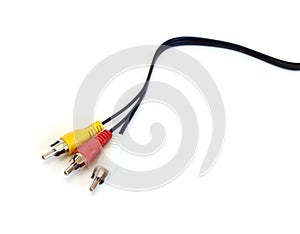 Black audio video cable isolated