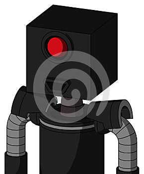 Black Automaton With Box Head And Happy Mouth And Cyclops Eye