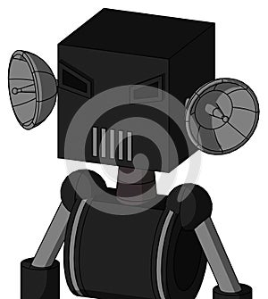 Black Automaton With Box Head And Vent Mouth And Angry Eyes