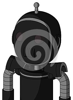 Black Automaton With Bubble Head And Speakers Mouth And Two Eyes And Single Antenna