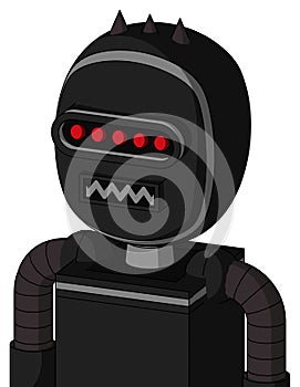 Black Automaton With Bubble Head And Square Mouth And Visor Eye And Three Dark Spikes