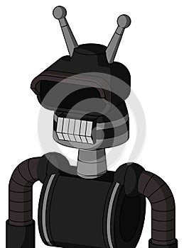Black Automaton With Cone Head And Teeth Mouth And Black Visor Eye And Double Antenna
