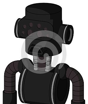 Black Automaton With Cylinder Head And Sad Mouth And Bug Eyes