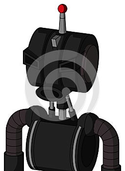 Black Automaton With Multi-Toroid Head And Round Mouth And Angry Eyes And Single Led Antenna