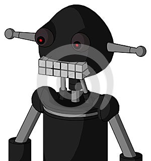 Black Automaton With Rounded Head And Keyboard Mouth And Red Eyed