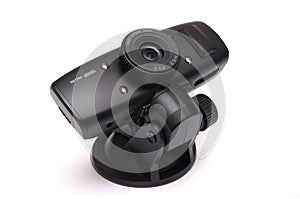 A black automobile car front or rear video dash cam