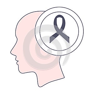 Black awareness ribbon icon
