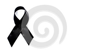 Black awareness ribbon.Mourning and melanoma symbol.