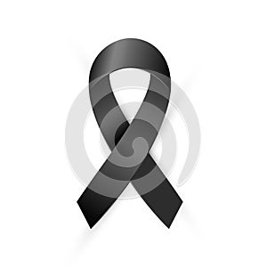 Black Awareness ribbon. Terrorism, death, Mourning and Melanoma icon