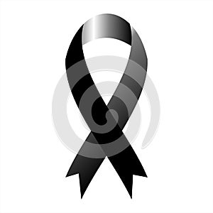 Black awareness ribbon. Vector graphic illustration.