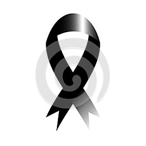 Black awareness ribbon. Vector graphic illustration.