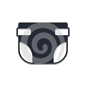 Black Baby absorbent diaper icon isolated on white background. Vector
