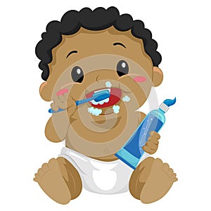 Black Baby brushing teeth