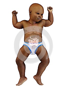 A black babys small intestine