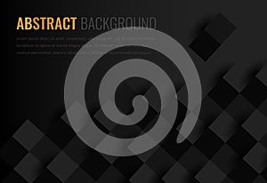 Black background. Abstract geometric template for business. Background texture with square and triangle. Vector