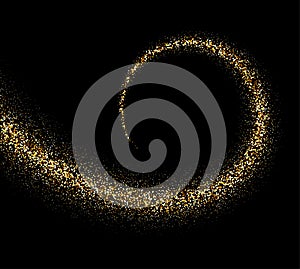 Black background with abstract golden shiny swirl.