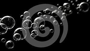 Black Background With Bubbles Floating In The Foreground