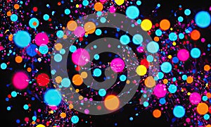 A black background with a bunch of colorful dots on it.