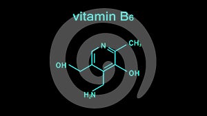 Black background of chemical formula of vitamin B6