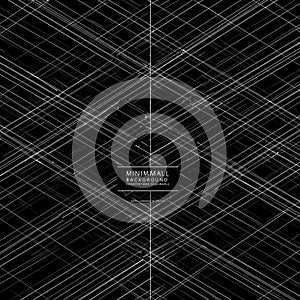 Black background with a complex network of thin, white diagonal lines intersecting at
