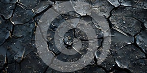 Black Background with Cracked Surface, Cracked Surface Texture Background, Dark Background - Ai Generated