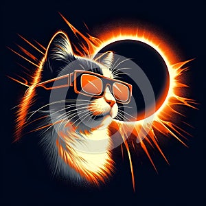 Black Background design with a cat, just 2 color black and orange.