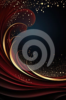 A Black Background With Gold Swirls And Stars