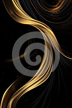 Black Background With Gold Swirls and Stars