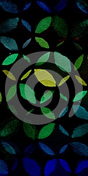 Black background of multicolored watercolor circles. Abstract composition of watercolor circles on a black background.