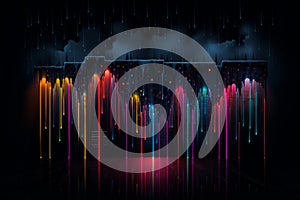 A black background with neon rain