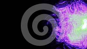 Black background with a purple spreading neon spot. Motion. A gasoline spot made in a cartoon picture flooding in
