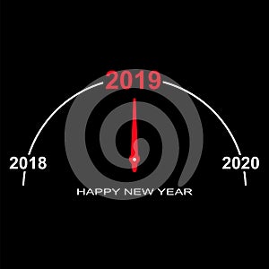 On a black background, the red arrow indicates the number 2019