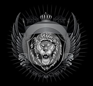 Black Background Roaring Lion