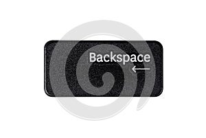 Black backspace button closeup on white background