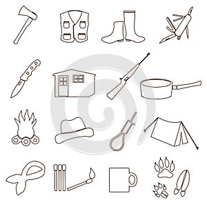 Black backwoodsman simple outline icon set eps10