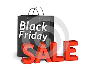 Black bag Black Friday and 3d red text sale