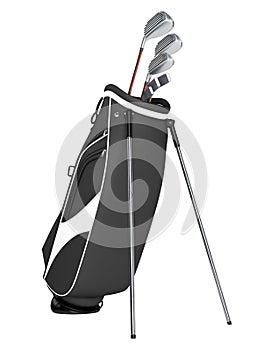 Black bag with golf clubs