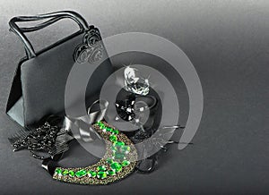 Black bag and woman accessories