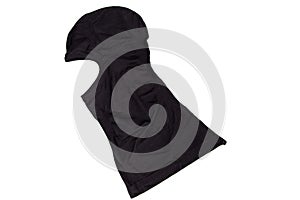 Black balaclava for rider motorcycle in white background