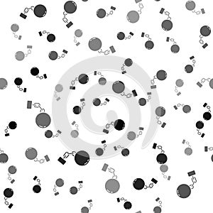 Black Ball on chain icon isolated seamless pattern on white background. Vector
