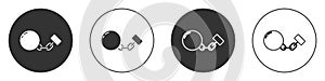 Black Ball on chain icon isolated on white background. Circle button. Vector