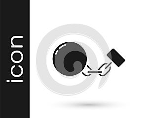 Black Ball on chain icon isolated on white background. Vector