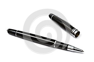 Black Ball Point Pen Isolated On White