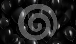 Black balloons background. Concept for party or celebration event. Seamless pattern. AI generated