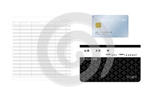 Black bank passbook closed and open And set of cash card set