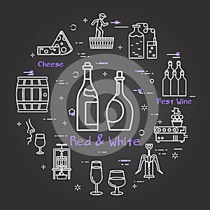Black banner winemaking - concept red and white wine