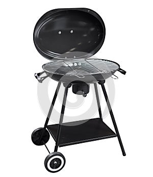 Black barbecue grill on white with clipping path